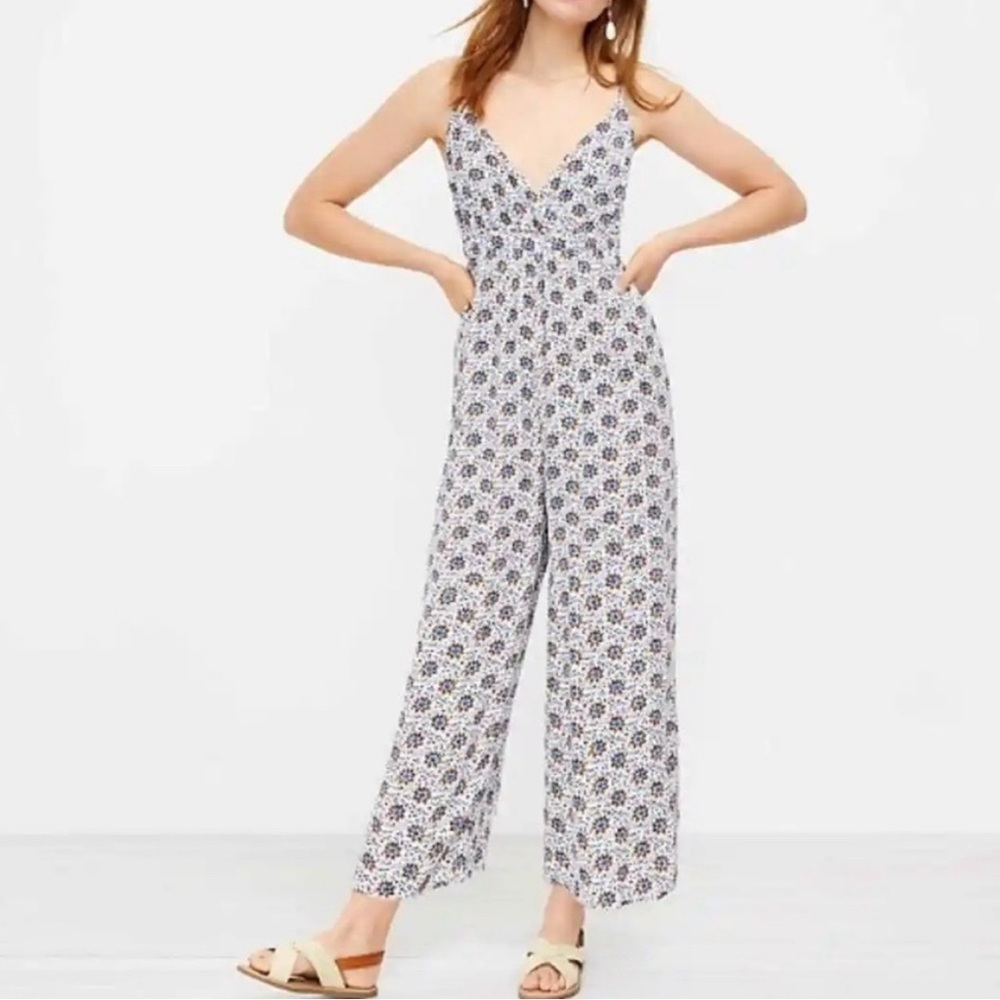 Loft Beach Floral Print Jumpsuit Vacation Boho Womens Size S